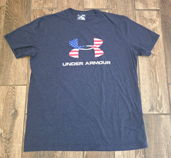 Under Armour HeatGear Loose Fit America Cotton Blend Blue Shirt XL Patriotic