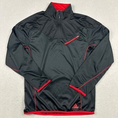 Adidas Sweater Men Small Black Red Solid 1/4 Zip Climalite Pullover Zip Pocket S
