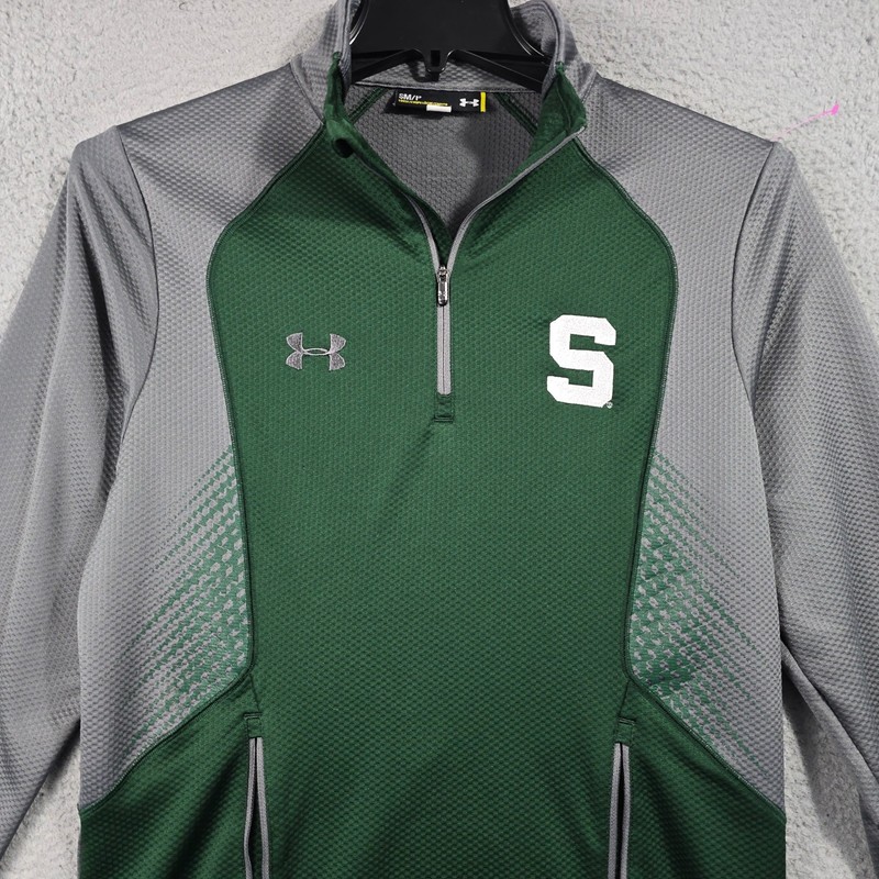 Under Armour Michigan State 1/4 Zip Fleece Mens Small Green MSU Spartans NWT gallery