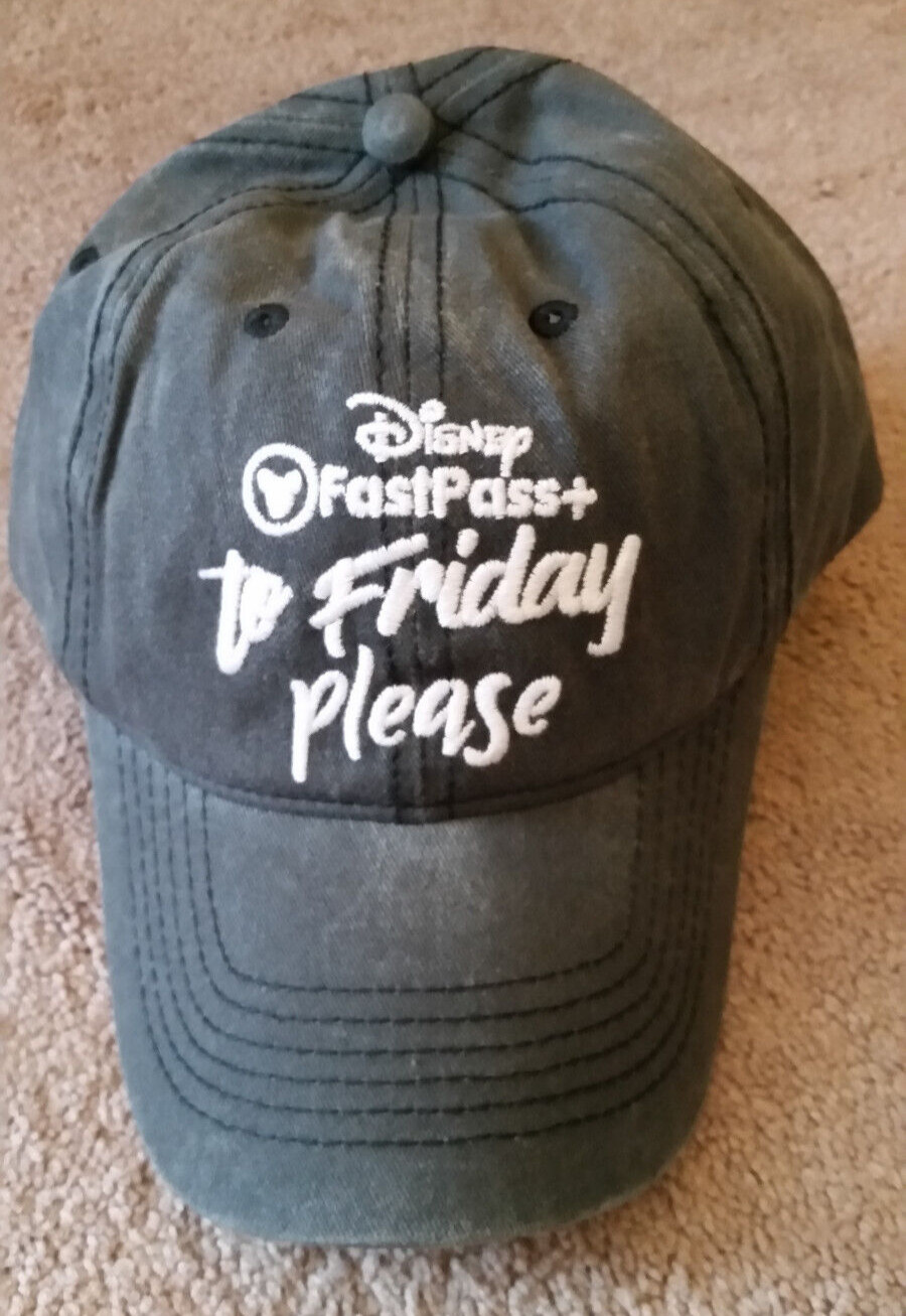 Disney Parks Fast Pass to Friday Please Hat Baseball Cap Faded Black Adult OS gallery