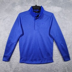 Under Armour Storm Sweater Mens Small Blue Fleece Heather Snap Mock Neck Golf