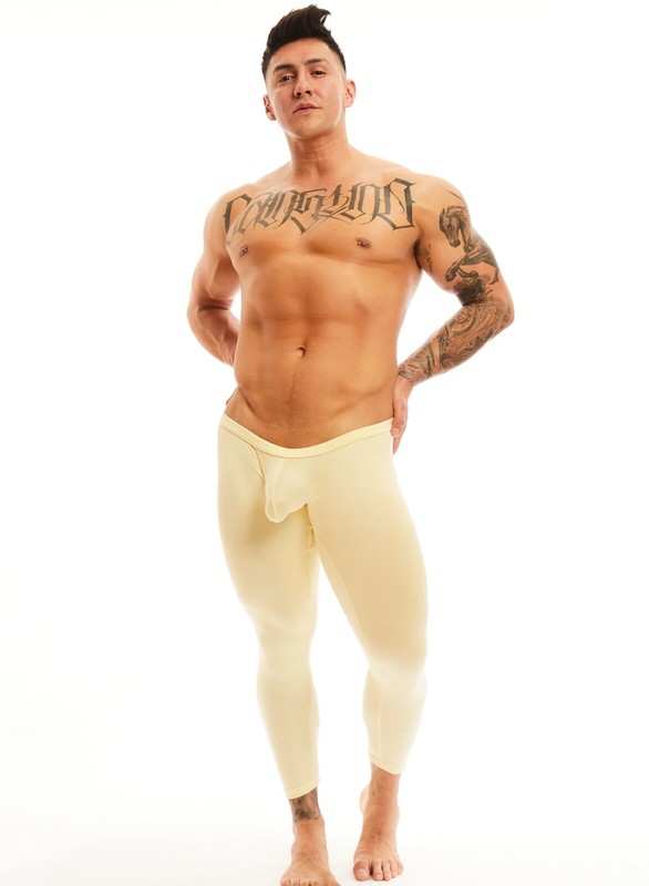 N2N Bodywear Men Pale yellow After Glo brushed vintage tights size S M L XL gallery