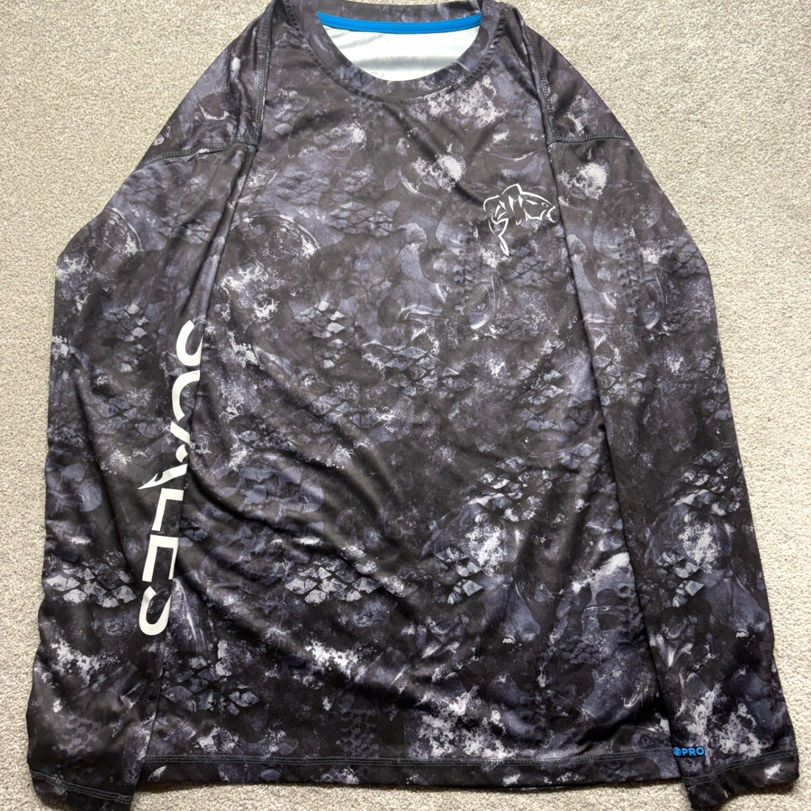 Scales Gear Mens XL Performance Fishing Shirt Long Sleeve Camo Black Grey RPET gallery
