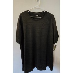 Athletic Works Mens DriWorks Black/Grey Stripe Active Tee Shirt 2XL
