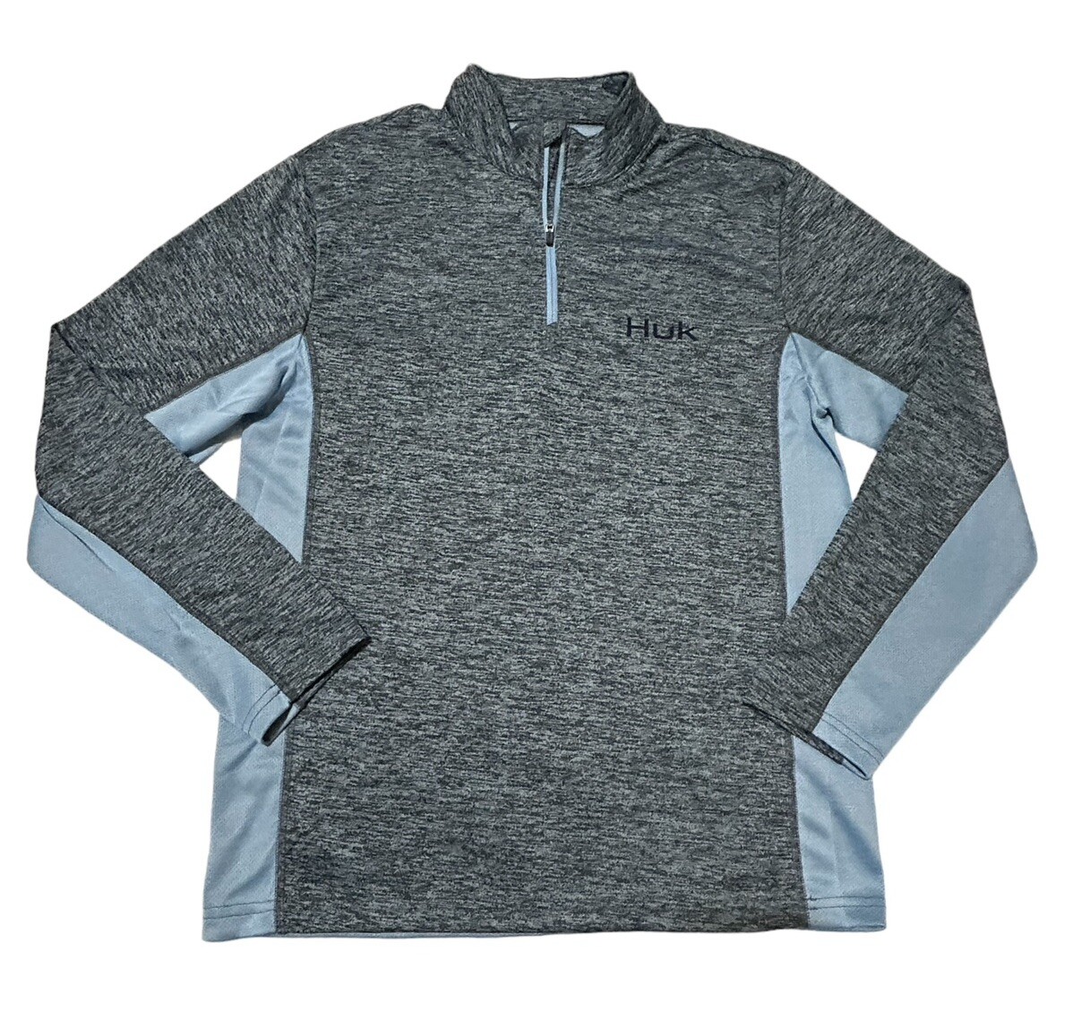 NWT HUK Icon X Coldfront 1/4 Zip Wind Water Resistant Shirt Grey Blue Men's Sz S gallery