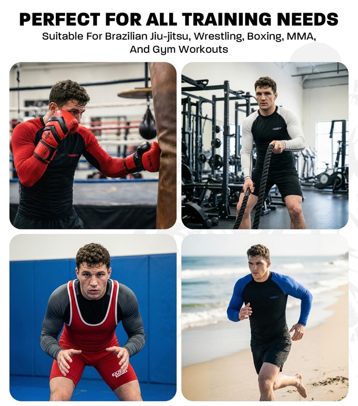 Exxact Sports Mens BJJ Rash Guard Jiu Jitsu Full Sleeve, Ranked Compression gallery