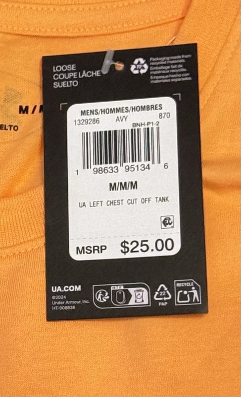 NWT Men’s Size M Under Armour Left Chest Cut Off Tank Top Shirt 1329286-870 $25 gallery