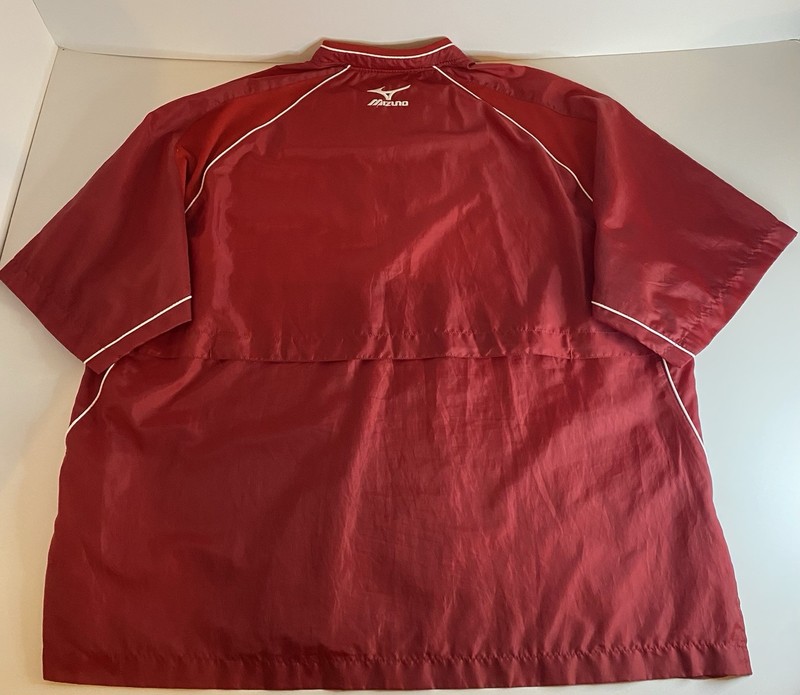 Mizuno Windbreaker Jacket Front Qtr Zip Closure XL Fleece Red Short Sleeve gallery