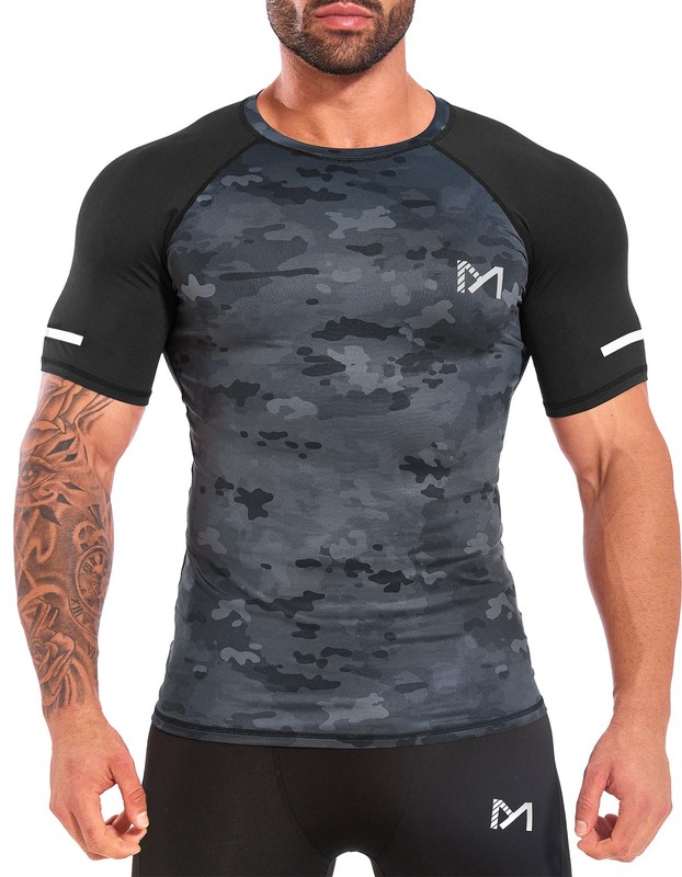 Mens Compression T-Shirt Short Sleeve Gym Sports Workout Running Outdoor Fitness gallery