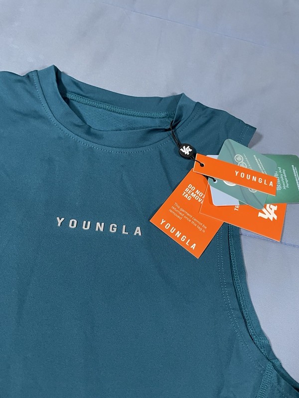 YoungLA 341 Blitz Compression Tank Top Teal Medium Muscle Tank Gym YLA NWT gallery