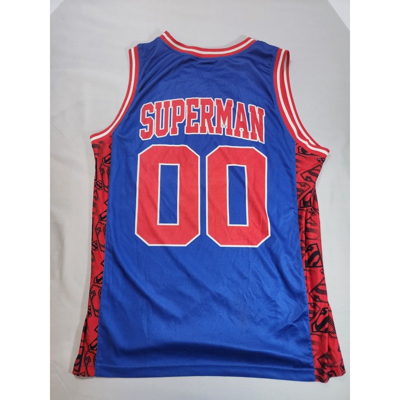 Superman DC Comics Basketball Jersey Blue Red Mesh Tank Top Mens Large s15 gallery