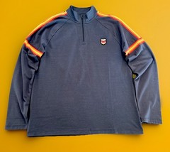 Marine Layer Archive 1/4 Zip Pullover Mens Sz Medium Blue Stripe Very Soft NWT