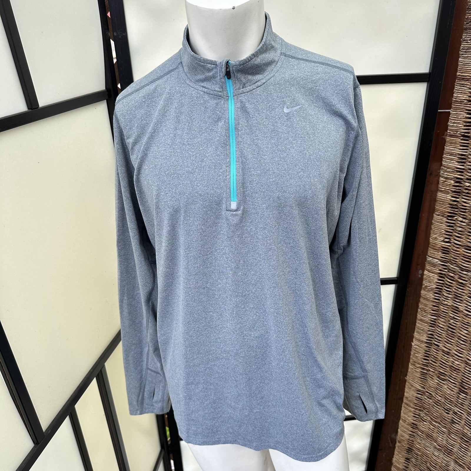 Nike Dri-FIT Pullover Mens XL Gray Quarter Zip Running Training Top 504606-480 gallery