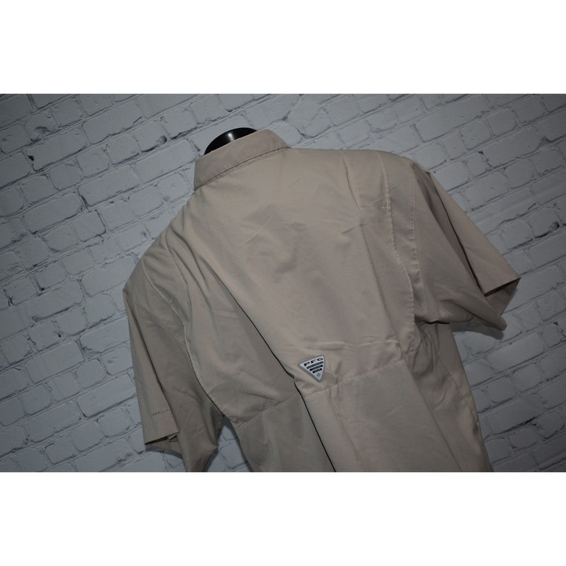 Columbia Mens Size XL PFG Performance Fishing Gear Shirt Vented Tan Polyester gallery