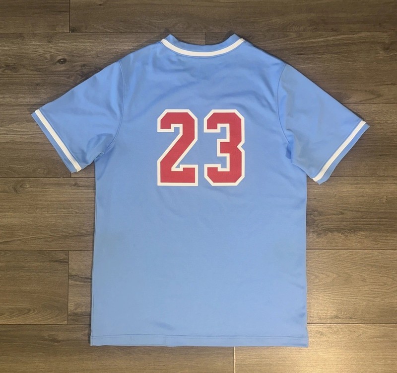 Nike Team “Phenom 23” Graphic Print Baseball Jersey Mens L Large Baby Blue gallery