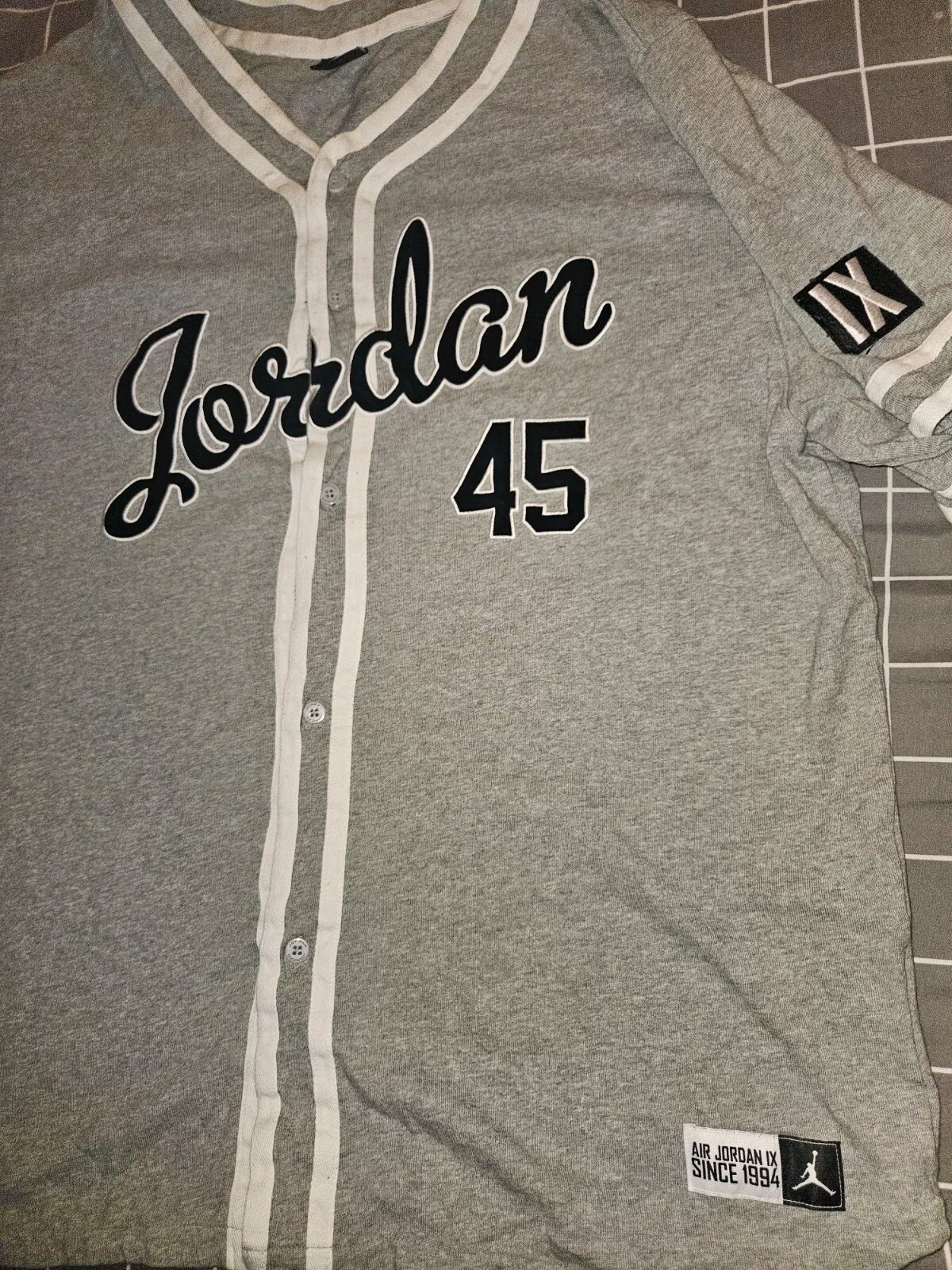 Air Jordan Barons Embroidered Button Up Baseball Jersey #45 Retro 11 XI 3XL gallery