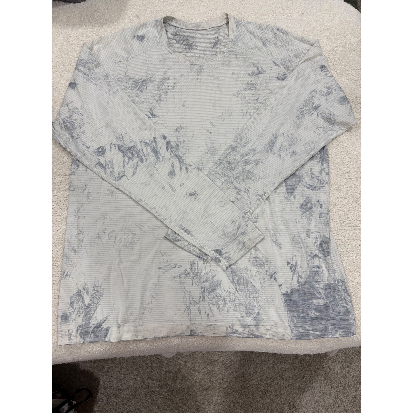 Lululemon Men's Metal Vent Tech Long Sleeve Chalk Wash White Light Cast Blue XXL gallery