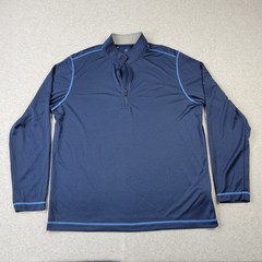 Adidas 1/4 Zip Pullover Mens XL Blue Performance Mock Neck