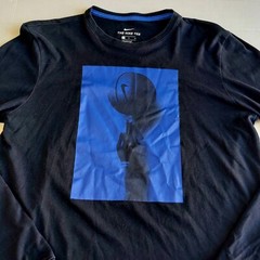 Nike Dri Fit T Shirt Mens M Black Athletic Cut Spinning Basketball Long Sleeve