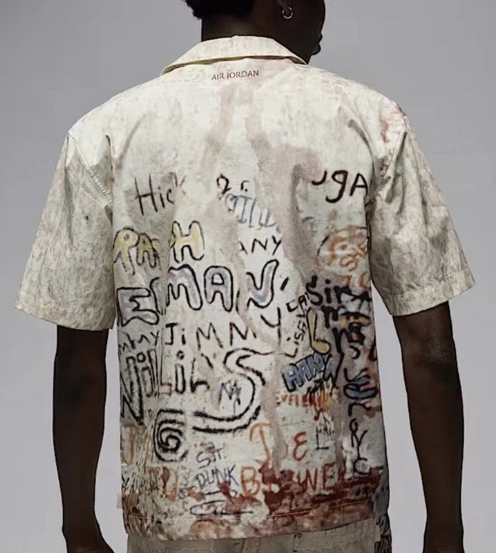 Mens Air Jordan Camp Button Up Shirt Size XL Playground Scene Sail HF9347-133 gallery