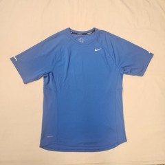 Nike Dri-Fit Miler Blue Running Shirt Mens Medium Tee Run Reflective Training