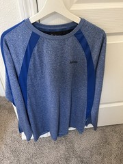 Reebok Peformance Long Sleeve Crew Neck Blue Mens Shirt Large Sport Tek Athletic