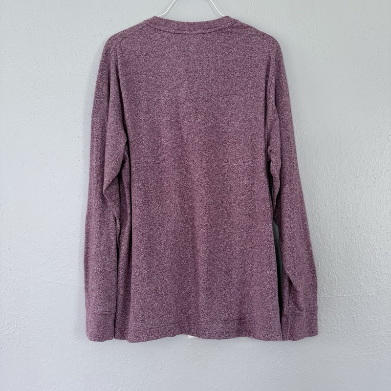 Old Navy Mens T Shirt sz L Burgundy Heathered Crew Neck Henley Long Sleeve gallery