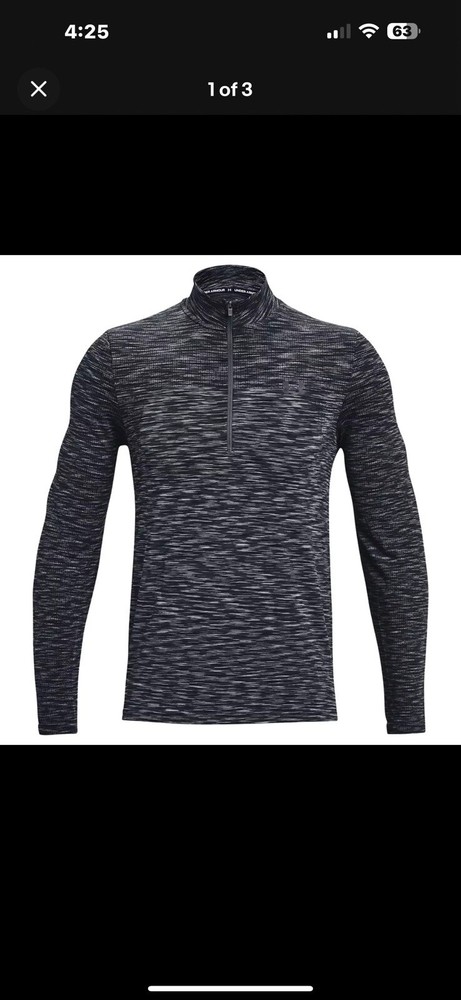 Under Armour Men's UA Seamless 1/2 Zip Long Sleeve Shirt 2XL 1359875 Gray Black
