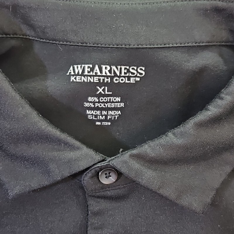 Kenneth Cole Awearness Long Sleeve Polo Men's Size XL Black Pocket Quiet Luxury gallery