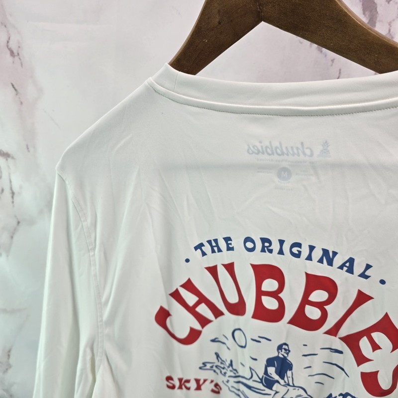 Chubbies Shirt Mens Medium Sun White Ride Wave Skies Out Pullover Rash Guard gallery