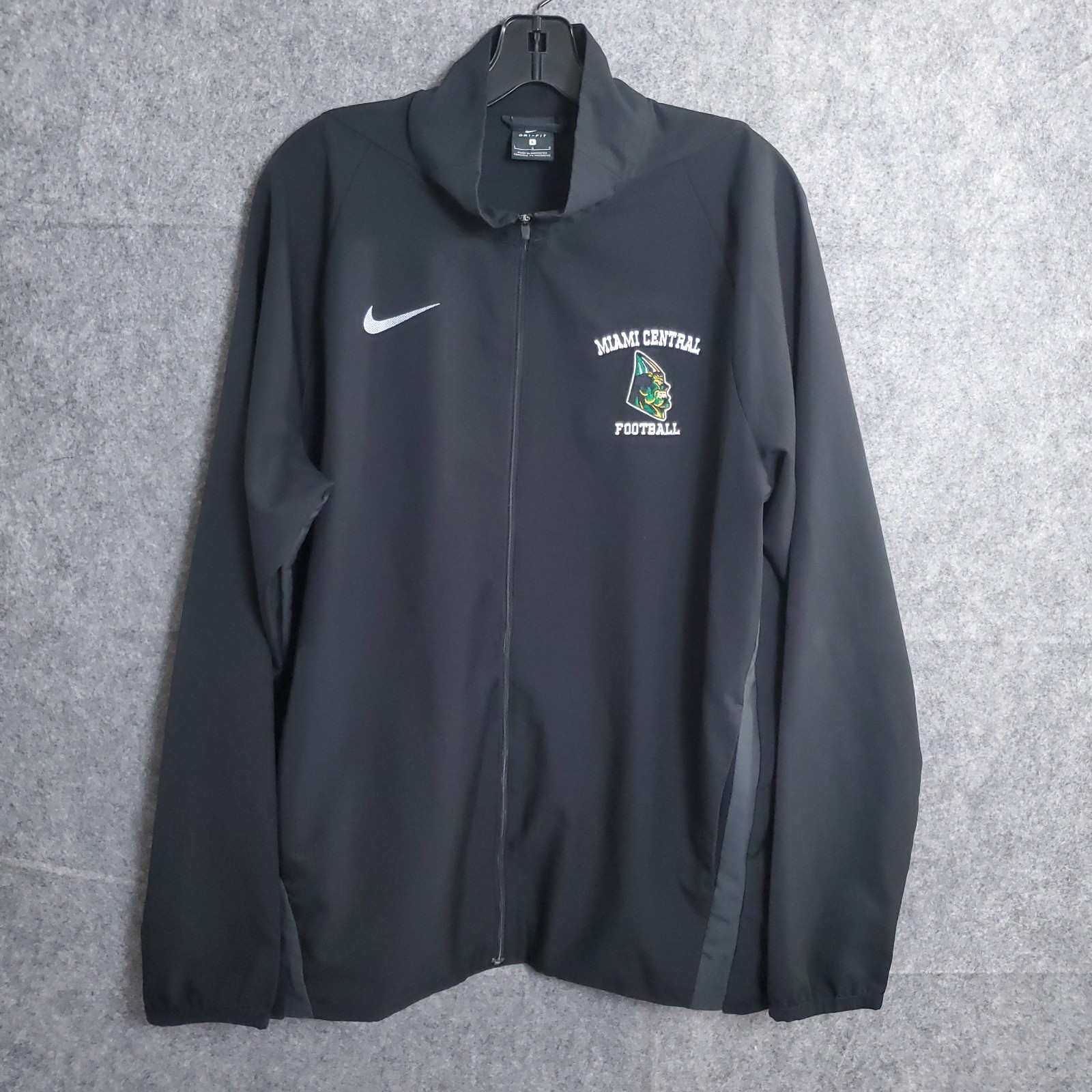 Nike Jacket Mens L Black Team Woven Full Zip Training Dry Fit Lightweight EUC gallery