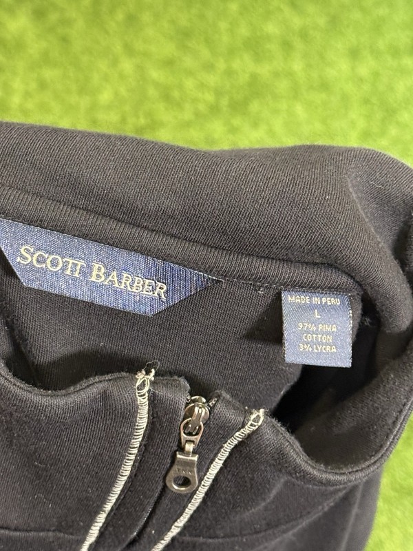 Scott Barber 1/4 Zip Long Sleeve Large Black Pullover Shirt Sweater Pima Cotton gallery
