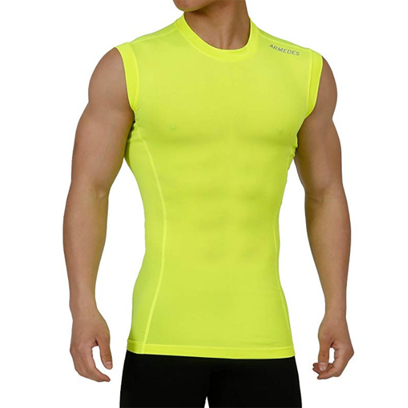 ARMEDES Mens Skin Tight Compression Baselayer Activewear Sleeveless Shirt PMR02 gallery
