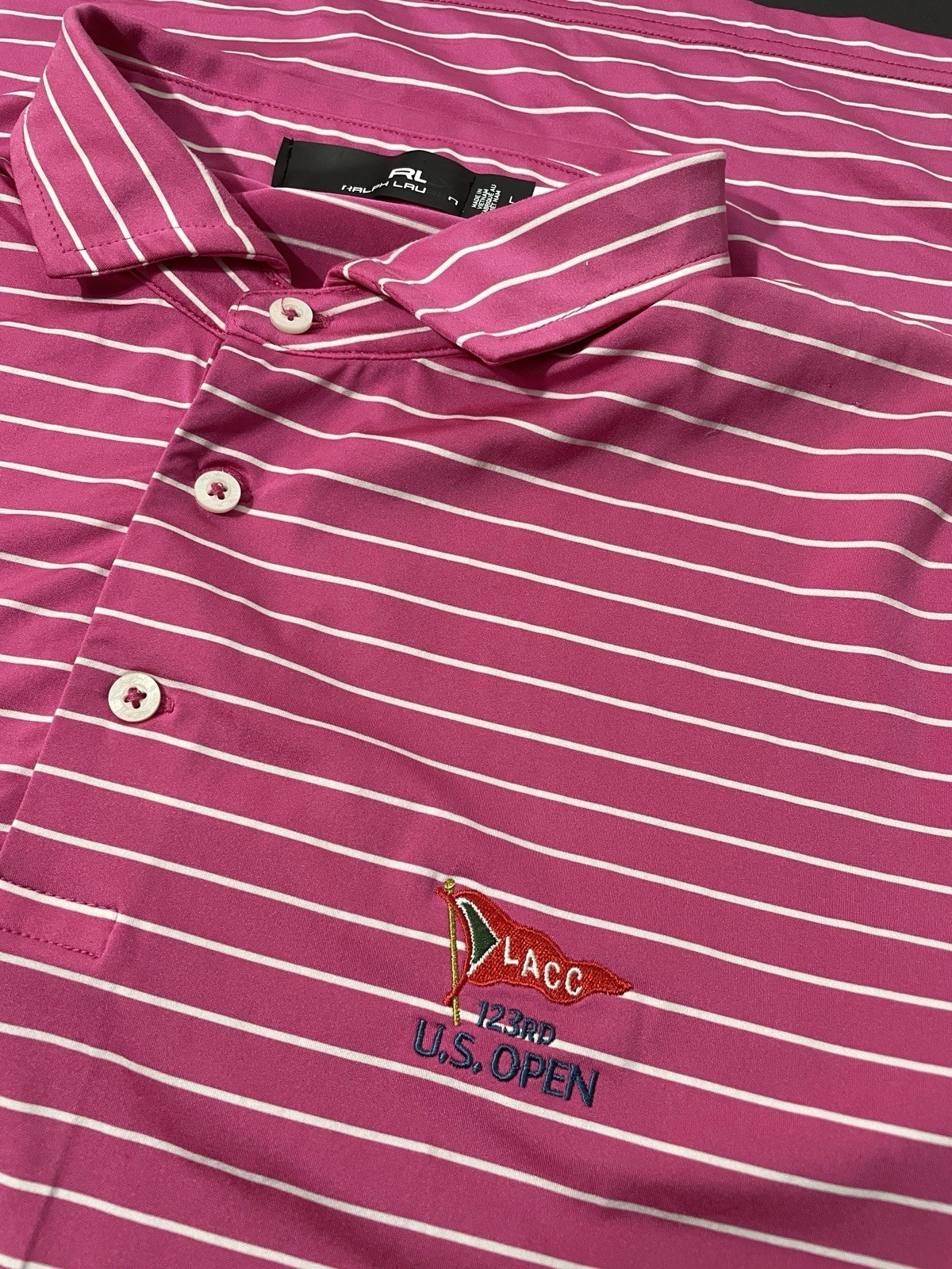 123rd US Open LA Country Club LACC Shirt Mens Size Large Pink Polo - RLX gallery