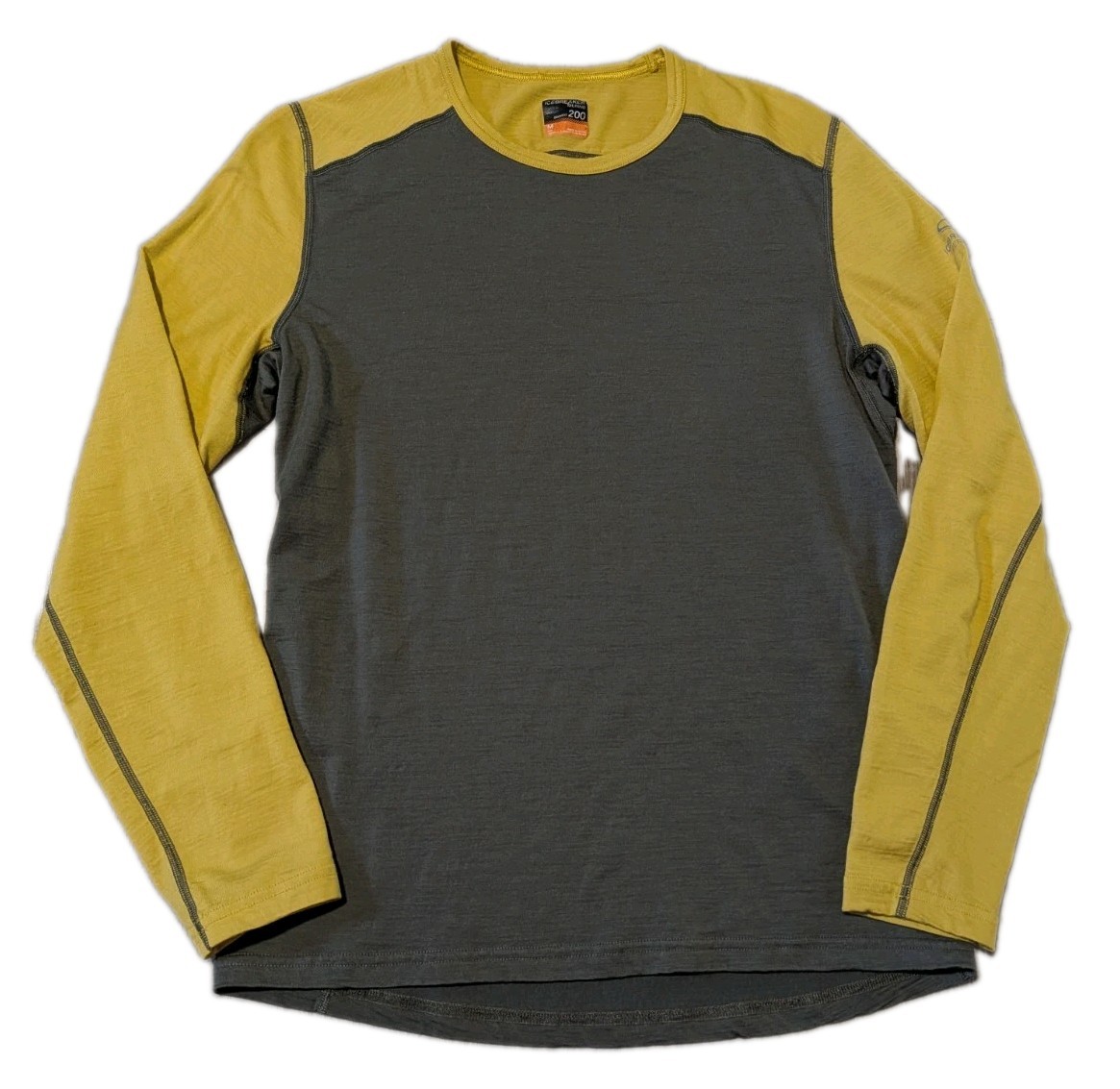 Icebreaker Mens Long Sleeve Crew Top Merino Wool Bodyfit 200 Green Yellow Size M gallery