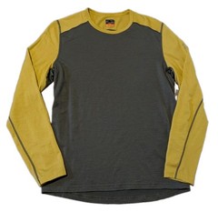 Icebreaker Mens Long Sleeve Crew Top Merino Wool Bodyfit 200 Green Yellow Size M