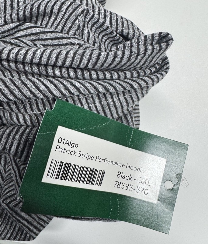 01.ALGO Patrick Performance Hoodie Pullover Mens 3XL Black Striped gallery