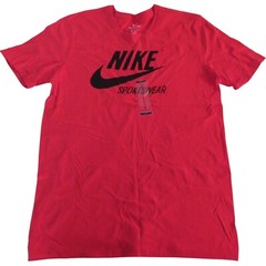 Nike Mens Active Shirt M Red Front Logo Sportswear Short Sleeve AJ7451-657 NEW