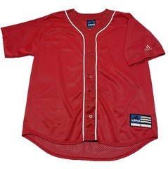 VTG Adidas Mesh Red White Logo Button Jersey Shirt Size L USA 90s 00s Streetwear