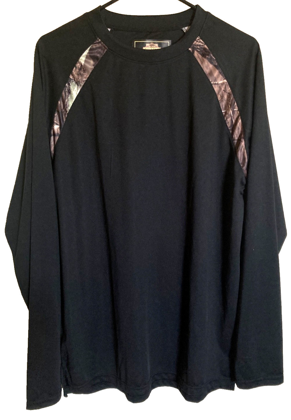 Guide Gear Shirt Mens LARGE Black Camo Long Sleeve Performance Hunting Sports gallery