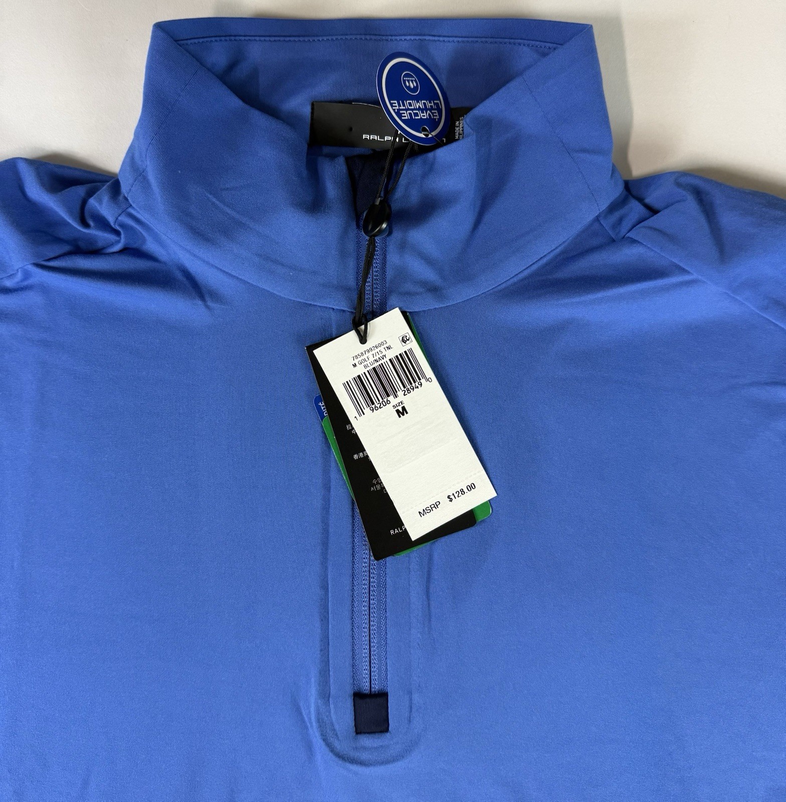 NWT RLX Ralph Lauren Performance Wicking Pullover Men’s Size M Blue 1/4 Zip gallery