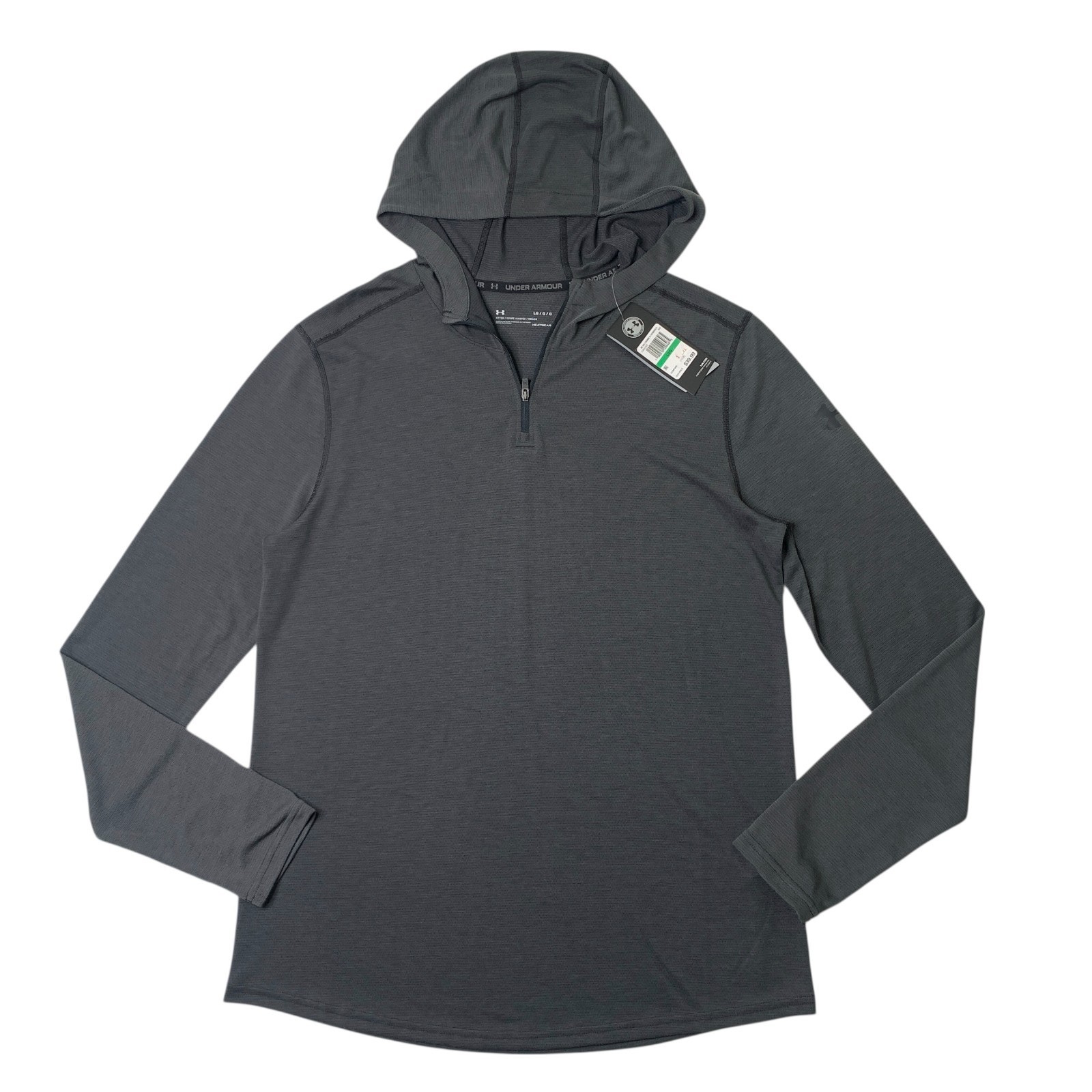 Under Armour Hoodie Men L Large Grey HeatGear Fitted Workout Training Sweatshirt gallery