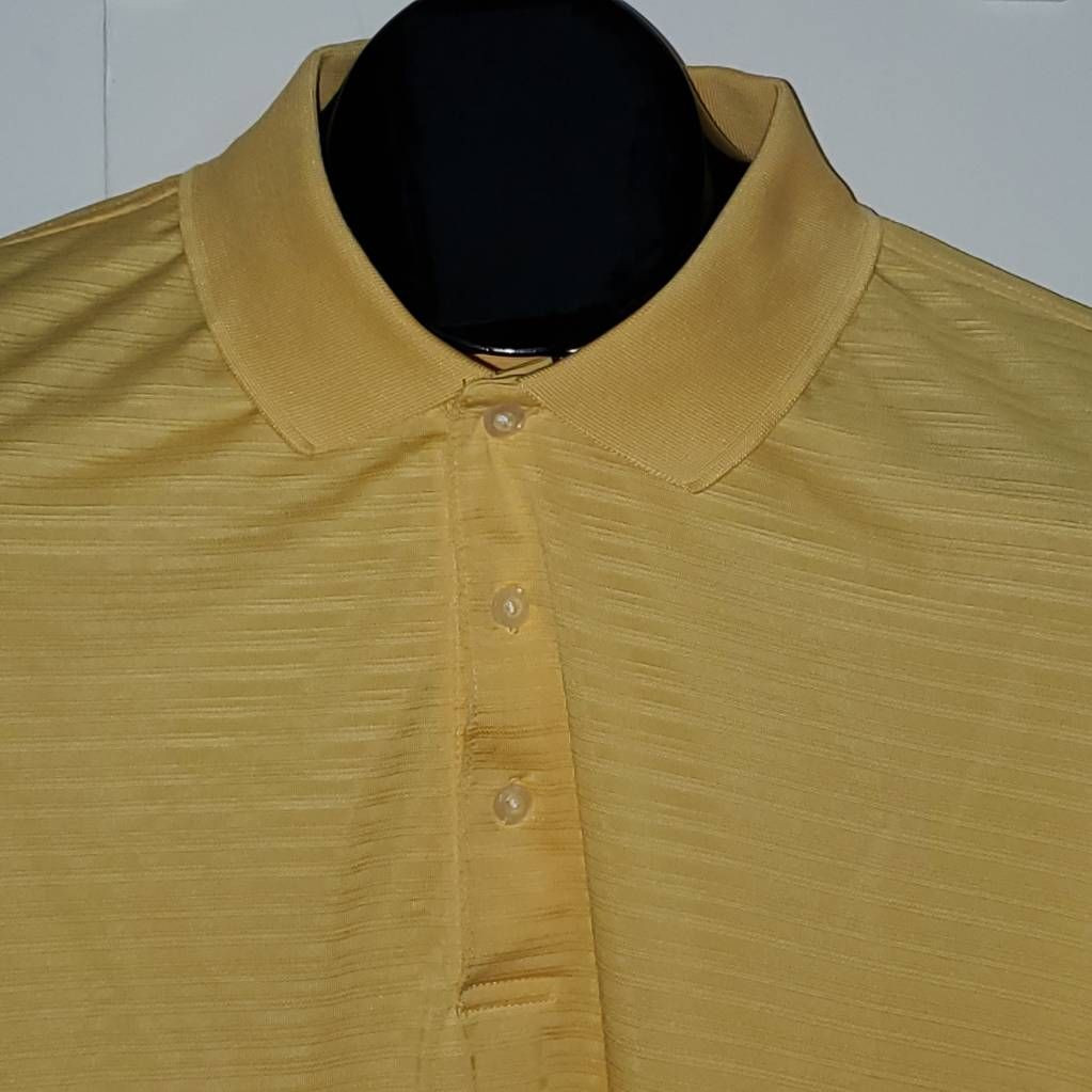 Pro Player Mens Activewear Polo Shirt Yellow Stripe Cutaway Collar Buttons XL gallery