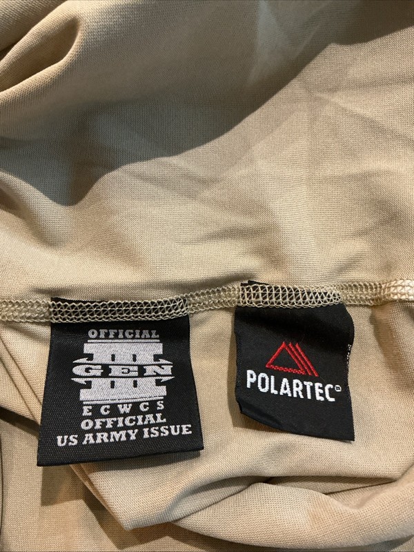 2 US Army ECWCS Polartec Base Layer Set Men Small R Tan Gen III Cold Weather gallery