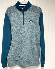 Under Armour Men’s M Blue Gray Heather Fleece 1/4 Zip Mock Neck Pullover