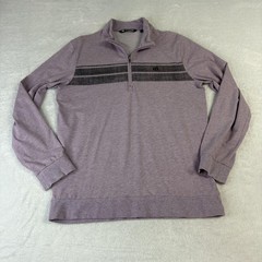 Travis Mathew Pullover Mens M Purple 1/4 Zip Striped Mock Neck Golf Stretch