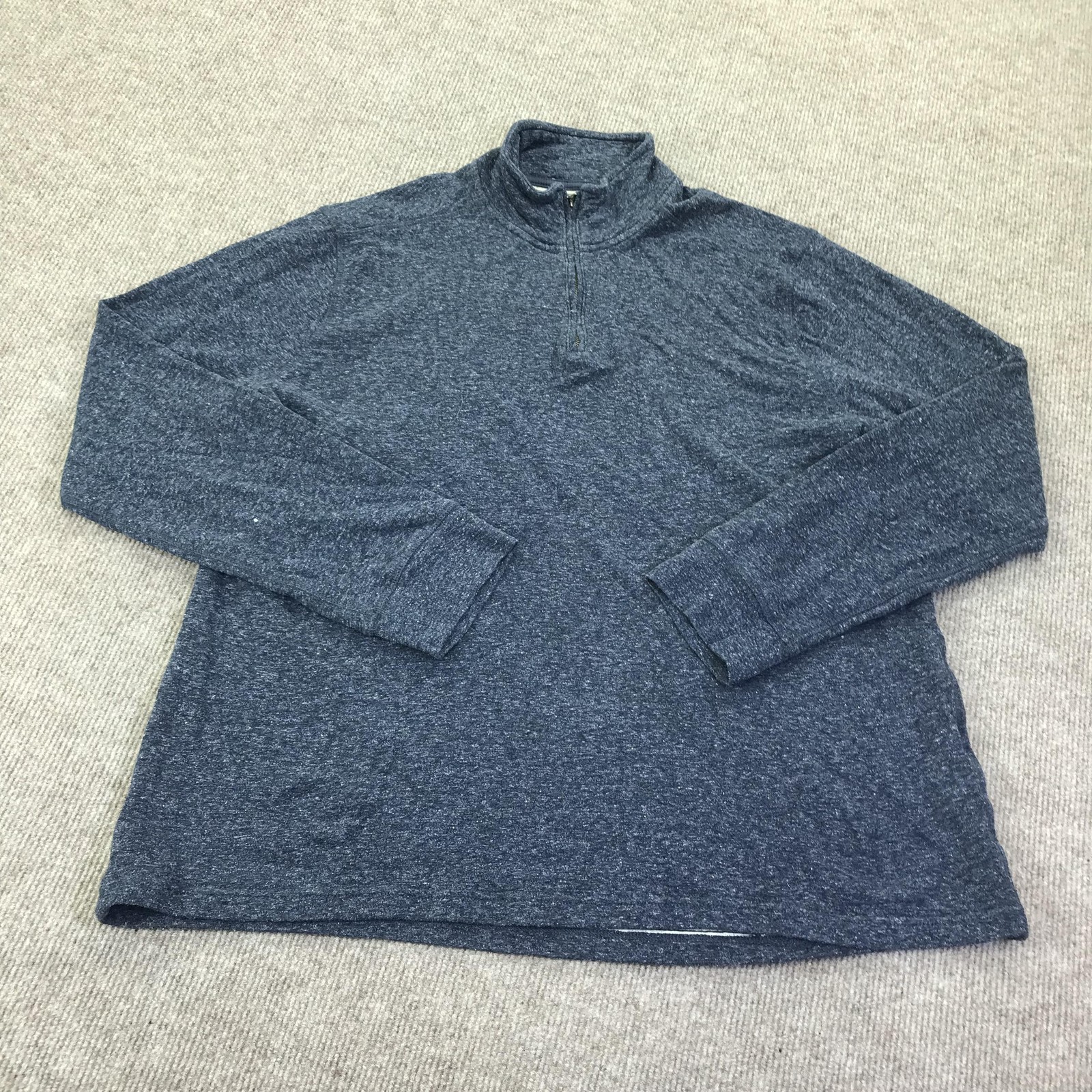 J.Crew Pullover Mens 2XL Blue Knit Goods 1/4 Zip Mock Neck Long Sleeve Top gallery