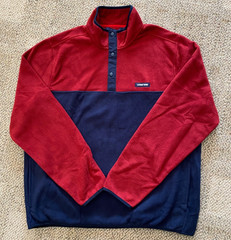 Lands’ End Fleece Pullover Top Shirt Soft Stretch Burgundy Navy Men’s Small