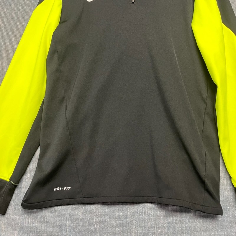 Nike Dri-Fit Men's 1/4 Zip Pullover Size L Black Neon Yellow Training Football gallery