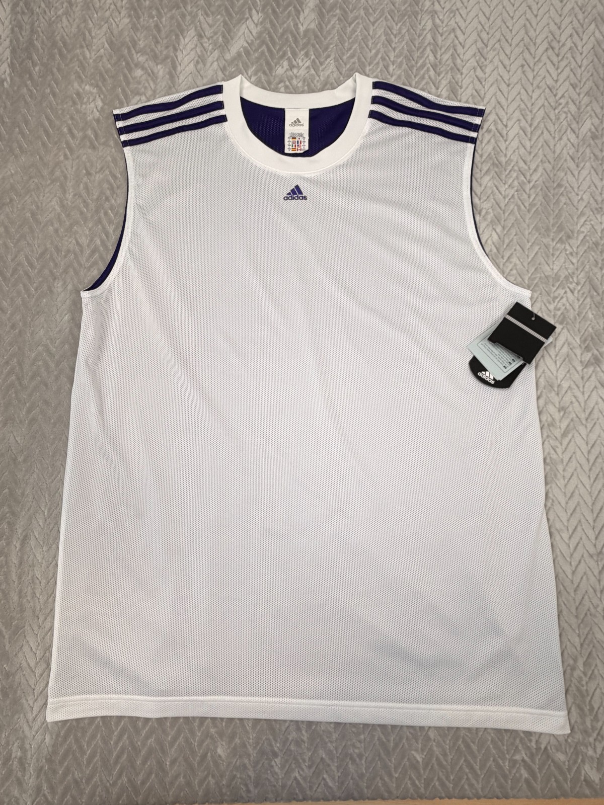 adidas Basketball Practice Jersey Men's XL Purple White Reversible 2005 NOS gallery